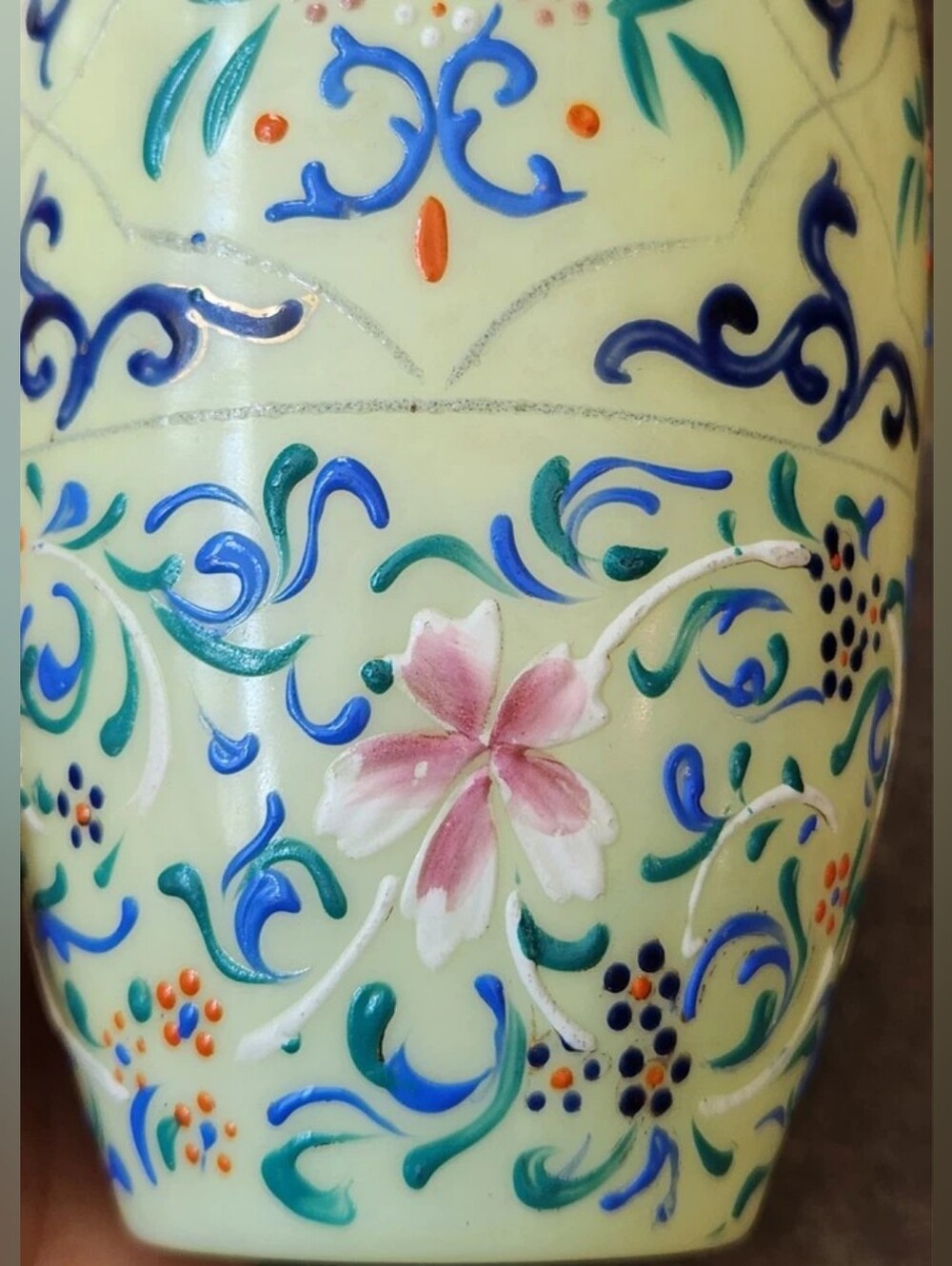 Antique 1800's Thomas Webb 6" Vase Moroccan Tapestry Hand Painted Opaline Glass - Picture 16 of 16
